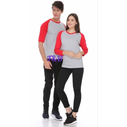 Raglan polos New Cotton Combed 20s Premium,Oblong Pria dan wanita Kekinian,ABU-MERAH