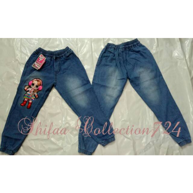 Celana Joger / Celana Jeans / Celana Panjang / Celana Joger Anak Perempuan / Motif Karekter Boneka LOL LED size (1. 2. 3. - 4. 5. 6.) - Usia 1-6 tahun