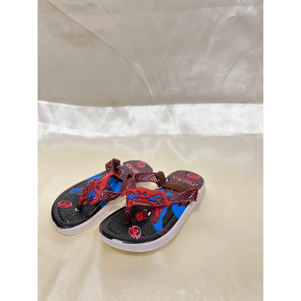 JJ-1816-29 Sandal Bunyi Cit Cit Anak Laki Laki Tali Elastis Karakter Spiderman / Sandal Jepit Bunyi Import Ukuran 24-29