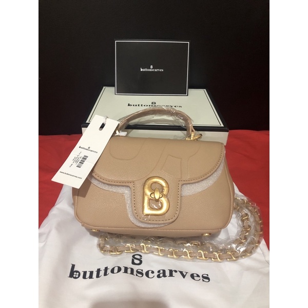 READY Alma bag buttonscarves Beige small