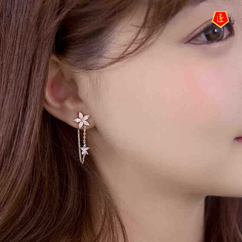 [Ready Stock]Silver Star Diamond Stud Earrings Graceful