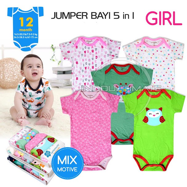 Baju Bayi Newborn 5in1 / Jumsuit Bayi Baru Lahir 0-2 Tahun GIRL / Jumpsuit Anak Perempuan BC-01-4