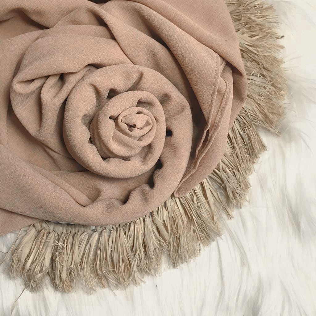 TRENDING Hijab Pashmina New Normal Pashmina Instan Instant Tanpa Pentul Lubang Telinga & Earphone By Elmaza Part 1-Khaki