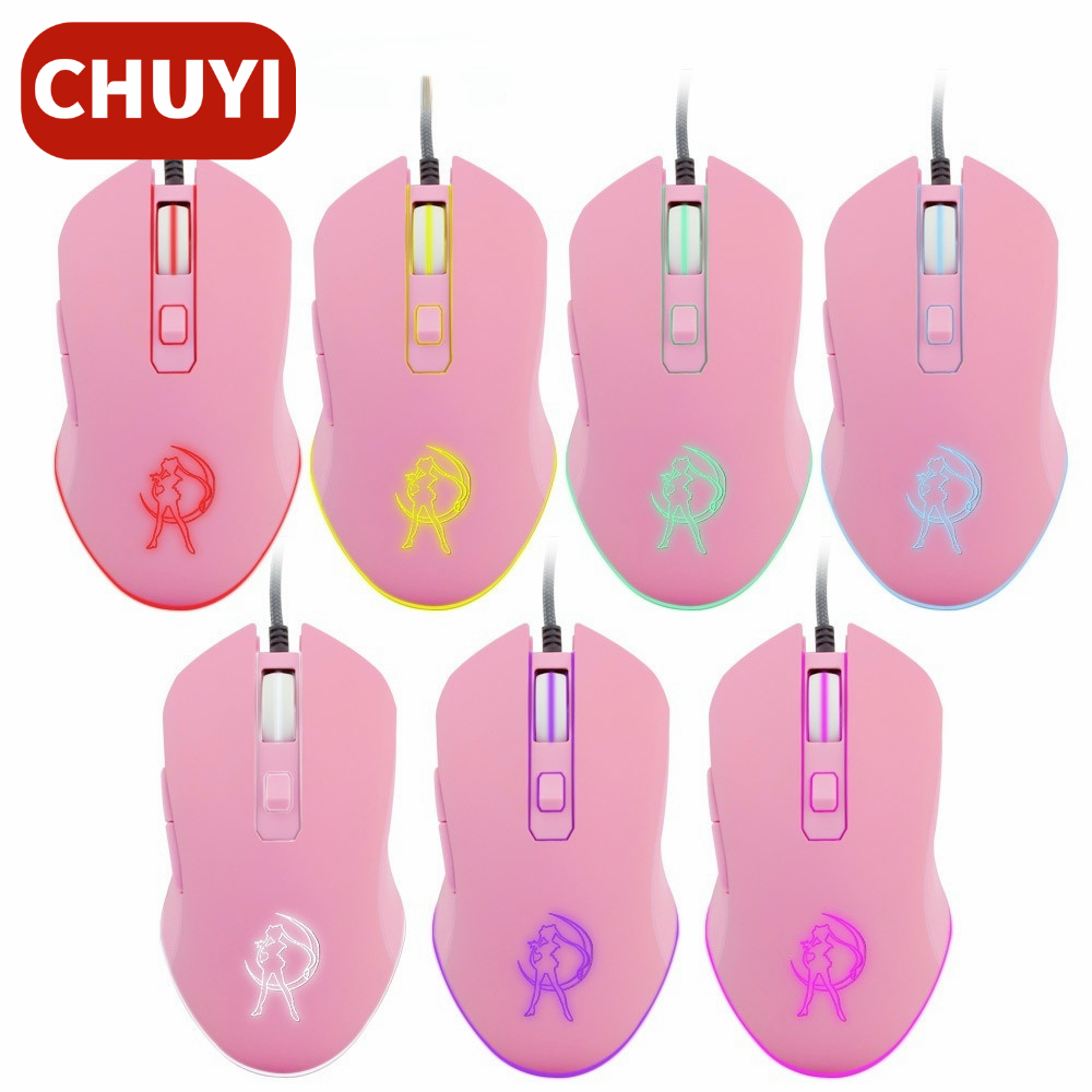 Mouse Gaming Optical 3200dpi Wireless Rechargeable Desain Sailor Moon Warna-Warni Untuk Wanita