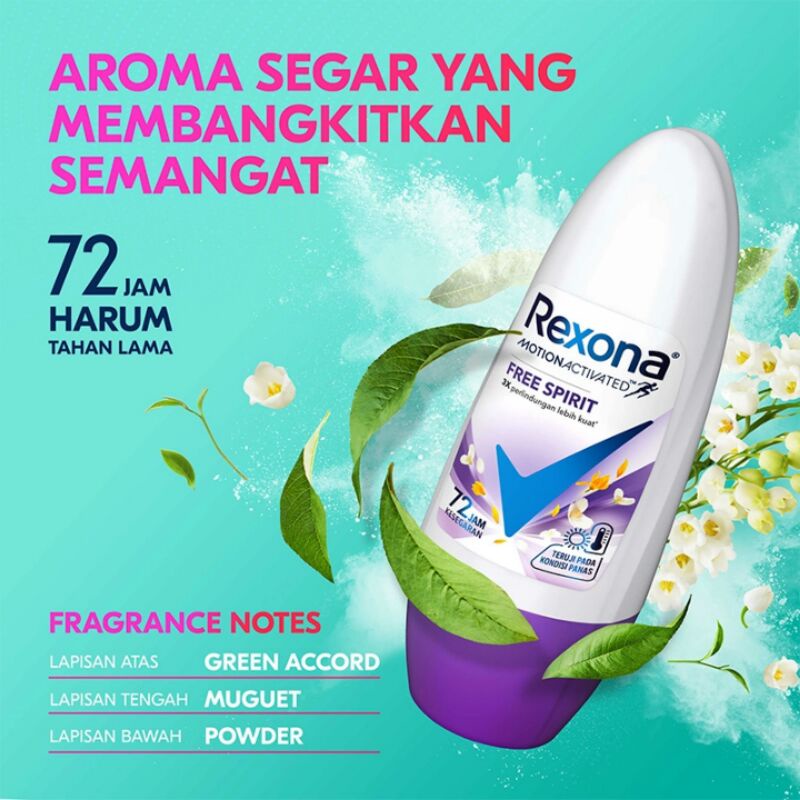 REXONA Roll On Deodorant Antiperspirant Free Spirit 45ml