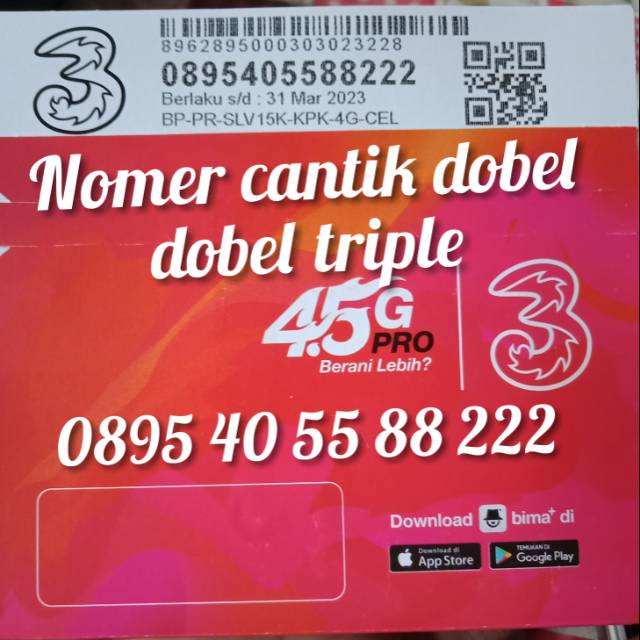 Nomer cantik tri doble doble triple isi pulsa 2000
