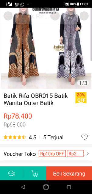Batik Rifa Obr015 Batik Wanita Outer Batik Longvest Cardigan Saraswati Allsize Full Katun Halus