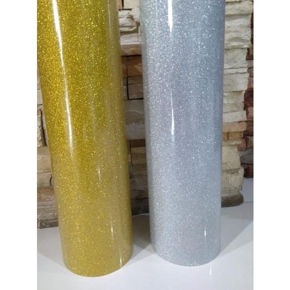 

™ Pvc Polyflex GLITTER GOLD DAN SILVER - Glitter pvc ☂