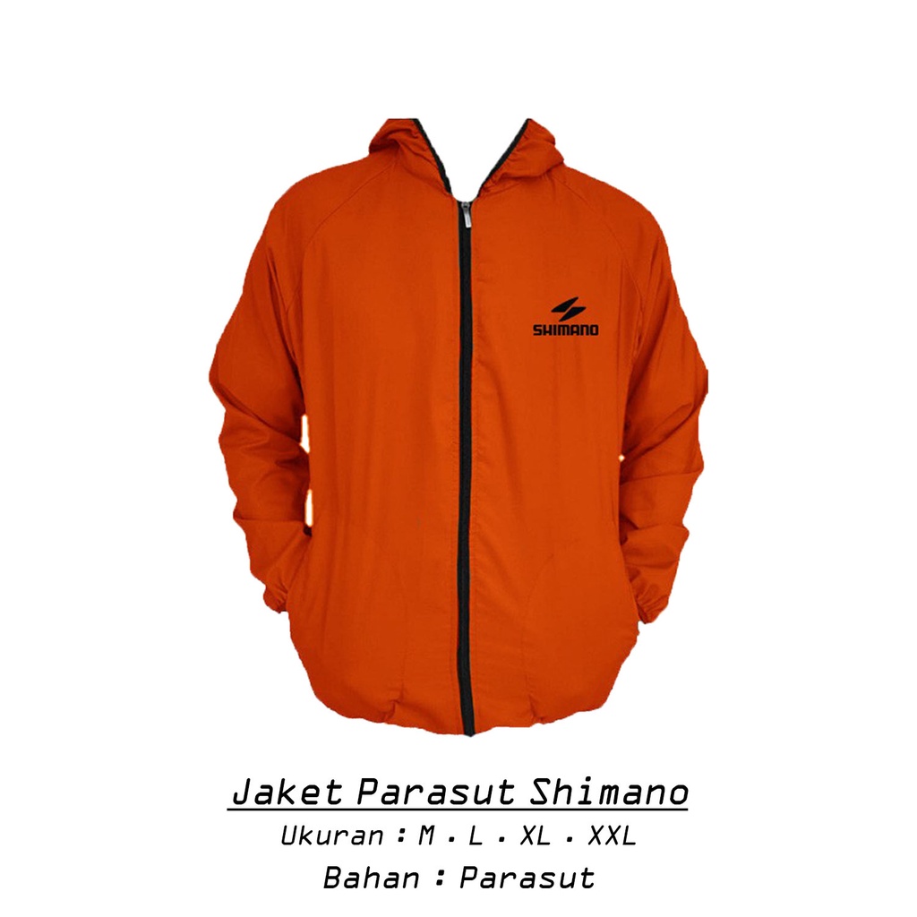 Jaket Parasut Shimano Waterproof Jaket Sauna Parasut Olahraga Running Jogging Mancing Pria Wanita-Orange
