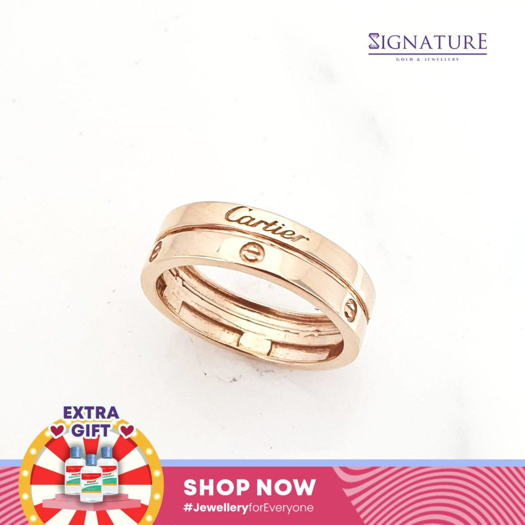 CINCIN EMAS ROSEGOLD KADAR 750 MODEL DOUBLE CARTIER #105B