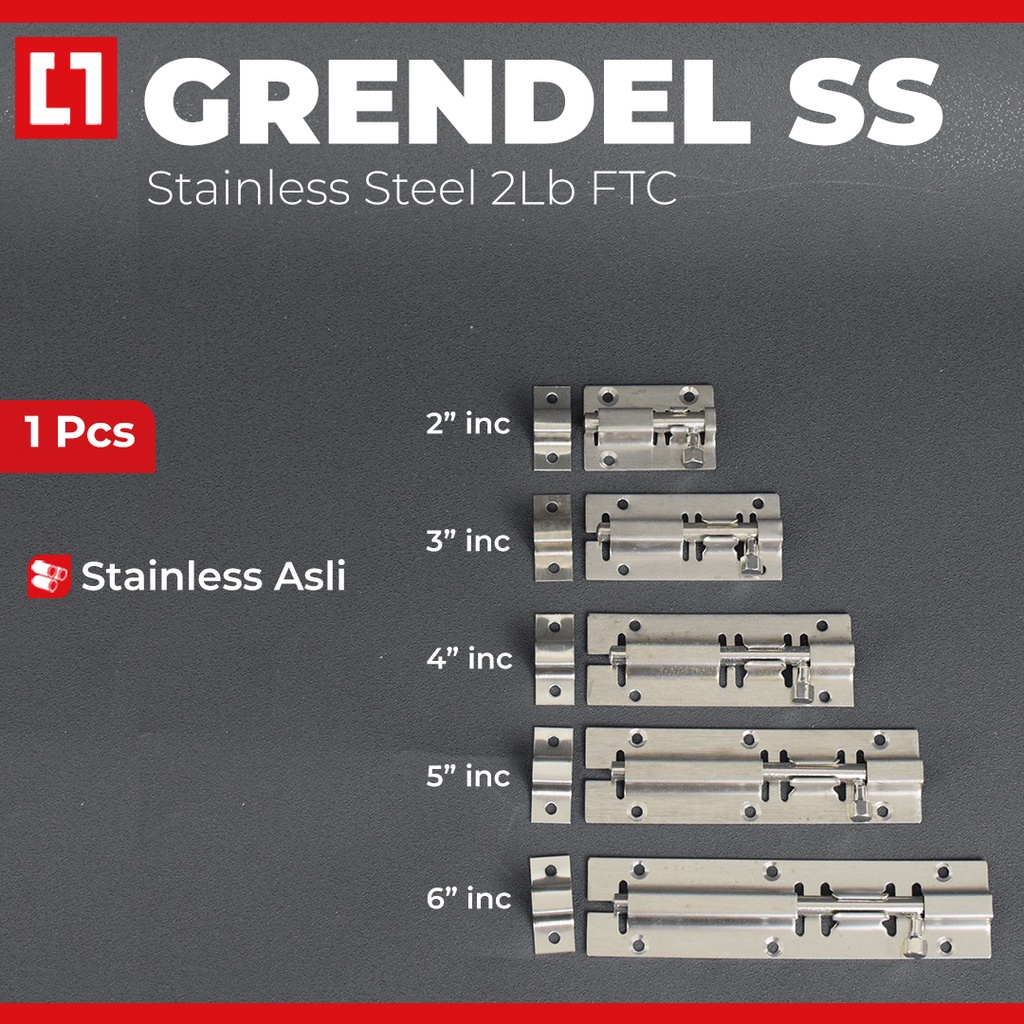 Grendel Stainless Slot Pintu Jendela Tebal Berkualitas 2 Lubang