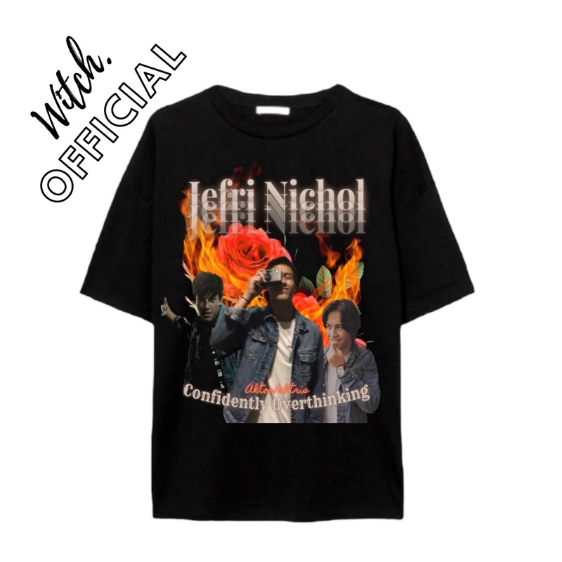 Baju Kaos Vintage Jefri Nichol - Tshirt Aktor/Aktris Tee Hitam Pria Wanita Premium Oversize Aktris D