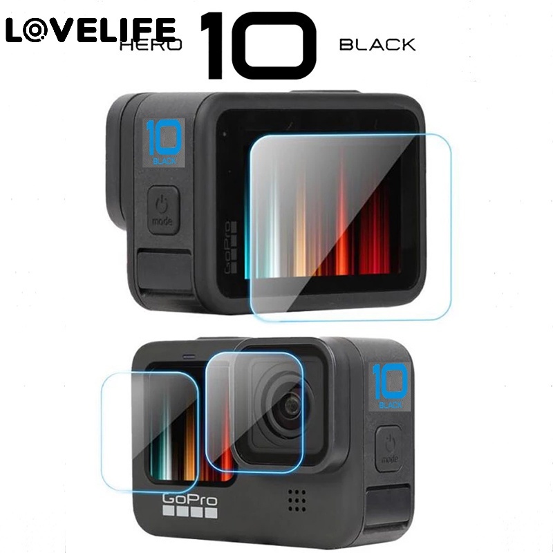 3pcs / set Pelindung Layar Tempered Glass 9H Ultra Tipis Anti Gores Untuk Kamera Action Gopro HERO 10