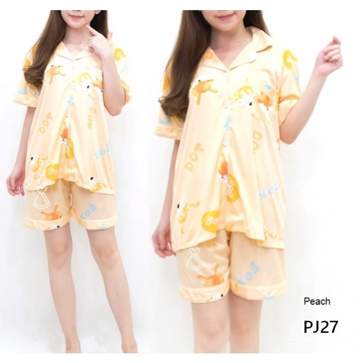 PJ27 - Setelan piyama celana pendek baju tidur busui friendly