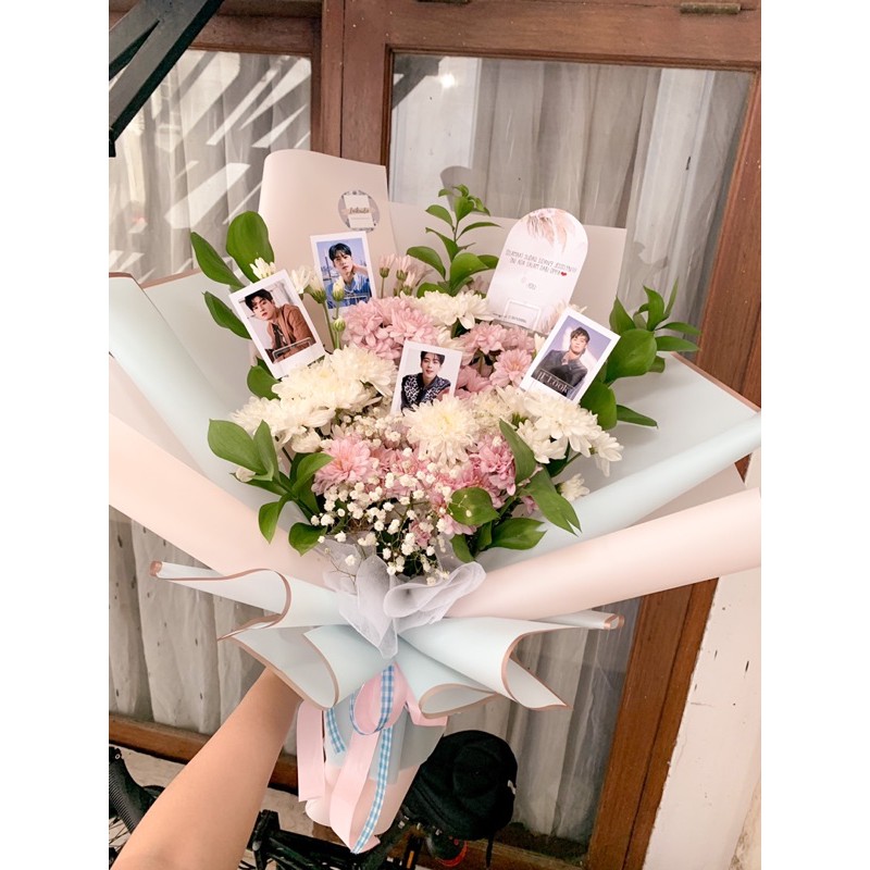 (GRAB ONLY) FRESH FLOWER BOUQUET WITH PHOTOS - BUNGA ASLI