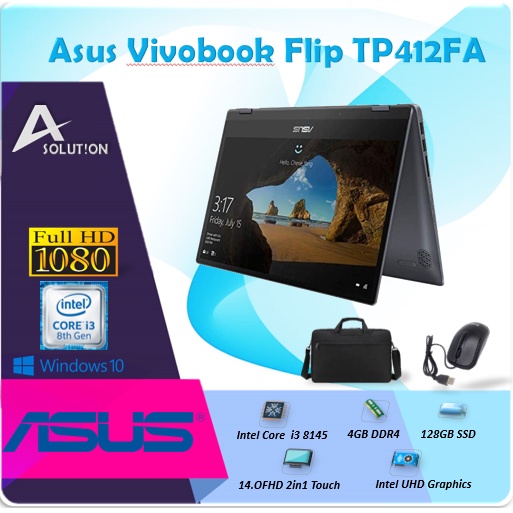 Asus Vivobook Flip TP412FA 2in1 Touch i3 8145 4GB 128ssd Win10 14.0FHD