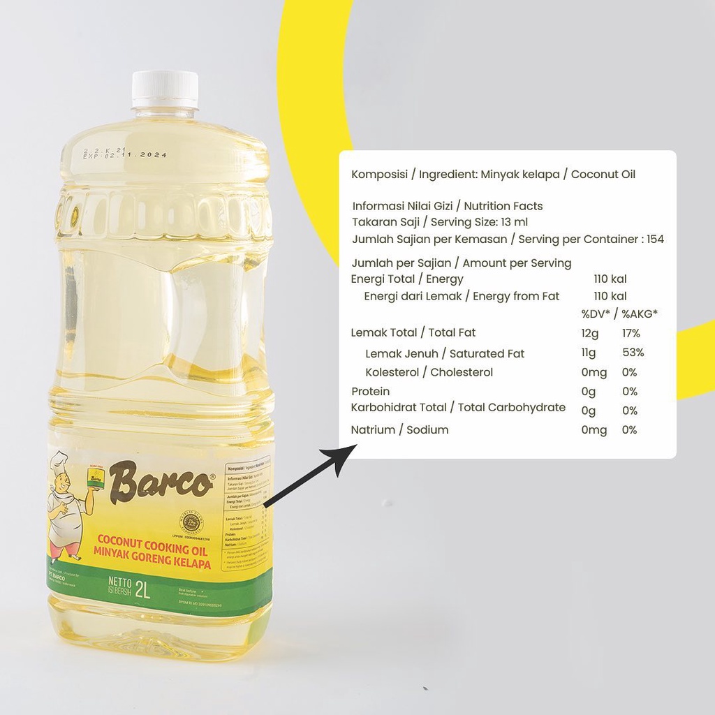 BARCO MINYAK GORENG KELAPA ASLI BOTOL POUCH 2L | SEHAT DAN BERGIZI