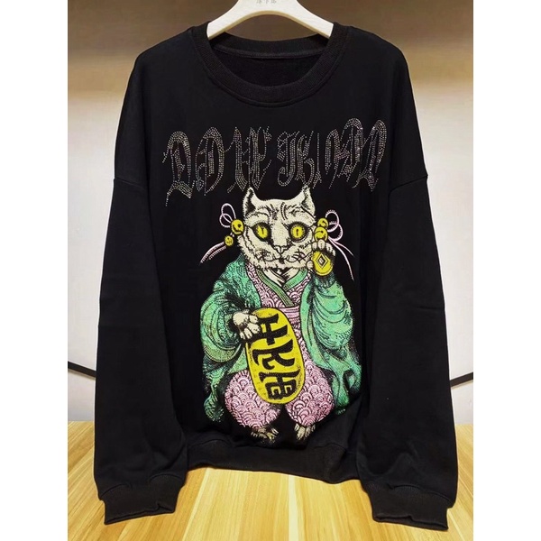 SWEATER IMPORT PRIA WANITA ASIA KOREA JEPANG ORIGINAL WINGS CAT KUCING GLAMOUR JY13