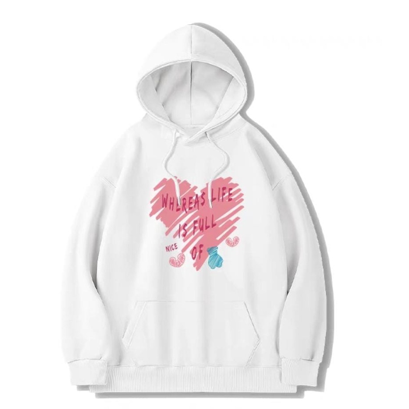 (V1) FULL OF LOVE SKETCH TEDDY BEAR Hoodie Wanita Oversize Outfit Ootd Crewneck Korean Style Fashion Kekinian Model Terbaru Bahan Fleece Tebal Premium Switer Hudie Nge-Mall Switter Hody Lebaran Sweeter Hoody Kuliah Crewnek Krunek Suiter Cewek Remaja Korea-PUTIH