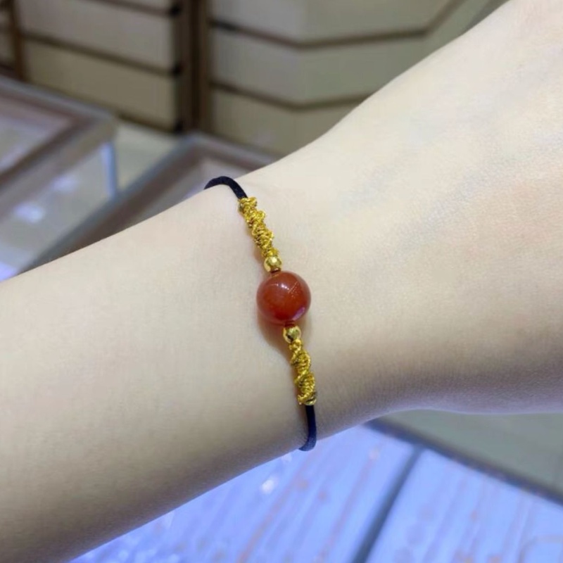 Gelang Tali Anyaman Tangan Aksen Onyx Opal Untuk Pasangan