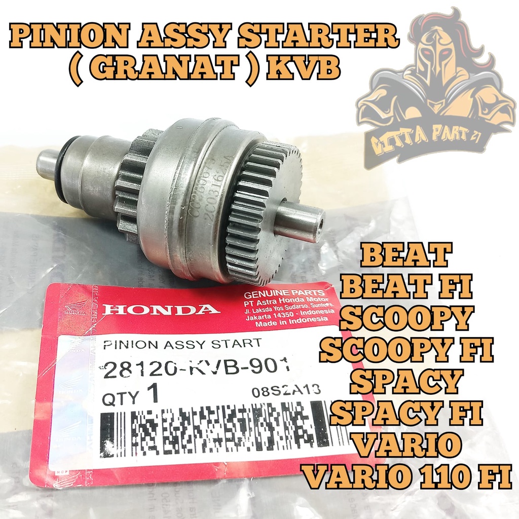 PINION ASSY STARTER HONDA KVB GRANAT GIGI KUALITAS ASLI ORIGINAL HONDA AHM PRESISI BERFUNGSI DENGAN BAIK AWET DAN DIJAMIN MANTAP / PINION STATER BEAT / PINION STATER SCOOPY / PINION STATER SPACY / PINION STATER VARIO / GRANAT GEAR PINION ASSY STARTER GEAR