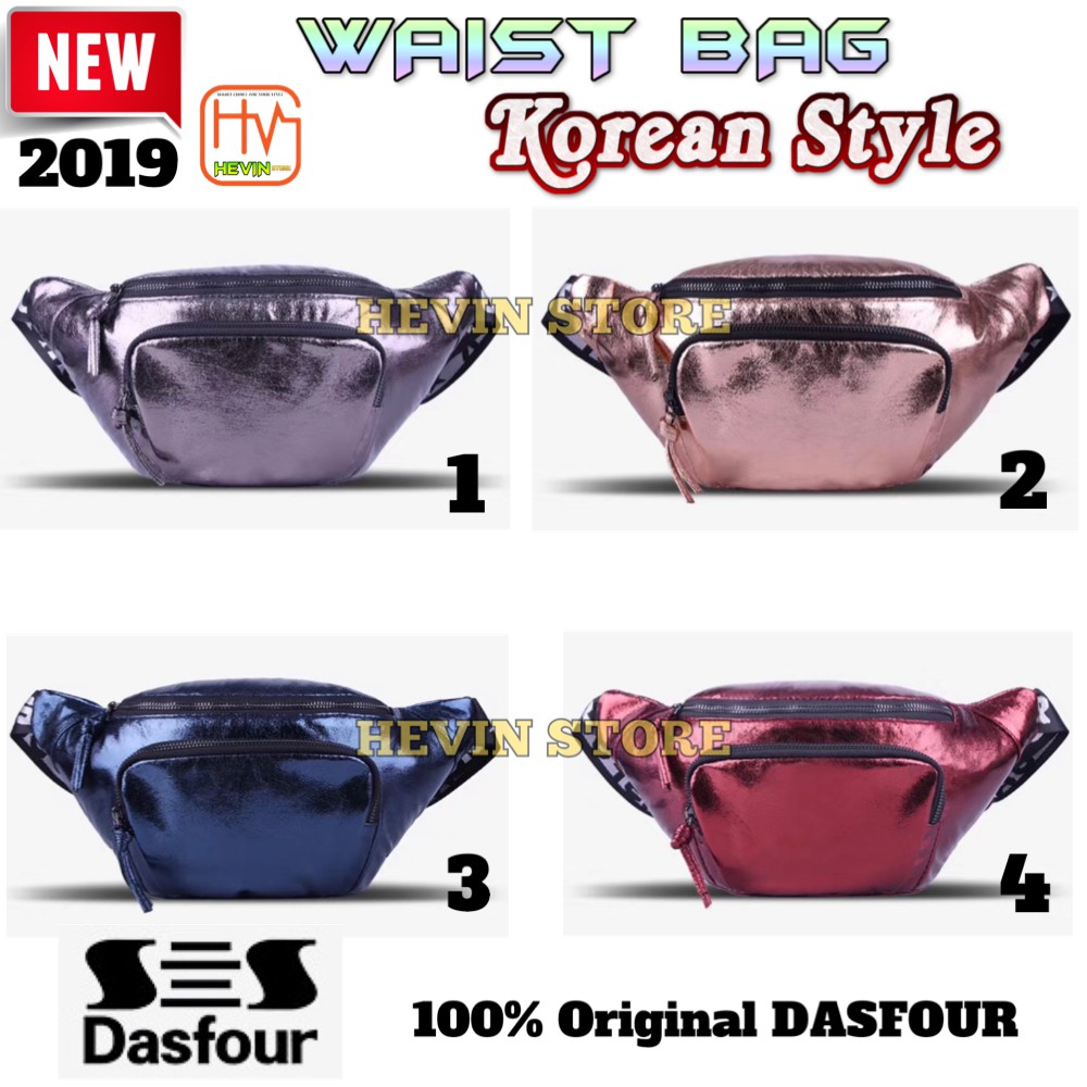 DASFOUR ORIGINAL WAIST BAG KOREAN STYLE PU LEATHER SHINY 4 COLOR