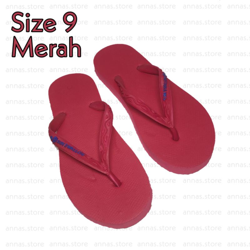 Sandal Jepit Wanita Dewasa & Anak SD size 9 ( 36/37 ) warna merah Sun Swallow Nice Asli Indonesia #R