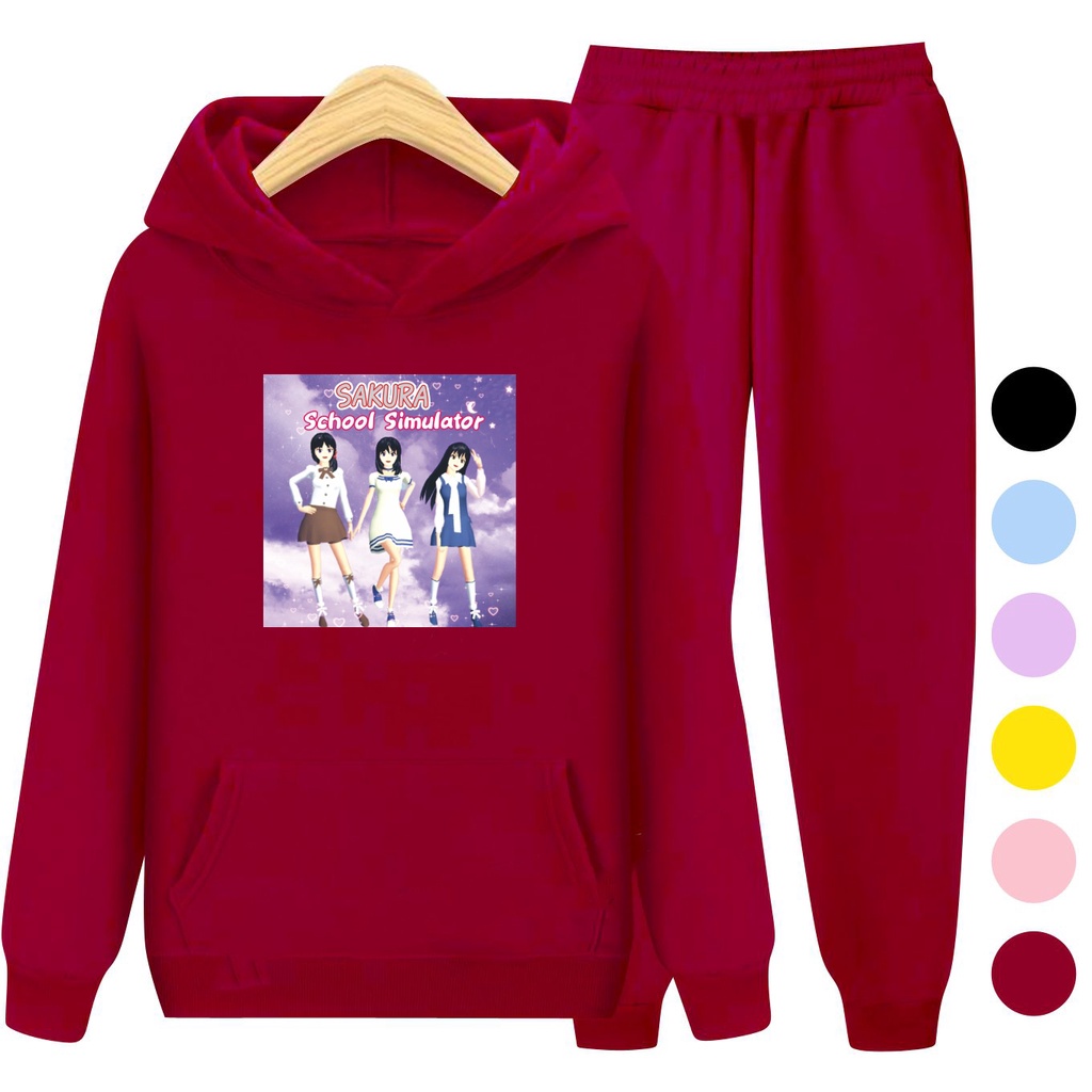 Setelan Sweater Anak + Celana SAKURA 02 / Set Sweater Hoodie Anak Perempuan Kekinian Viral Terbaru