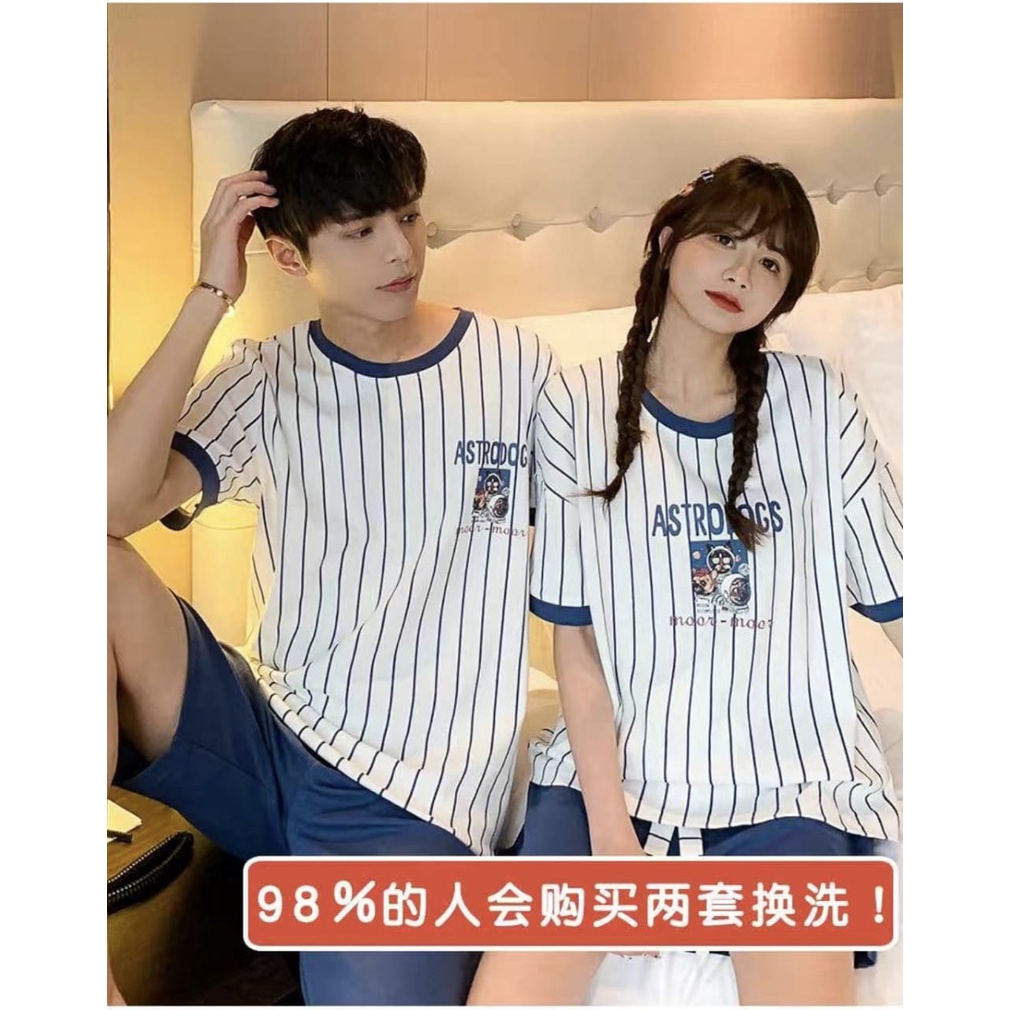 Baju tidur piyama couple bahan kaos import HPkaos115