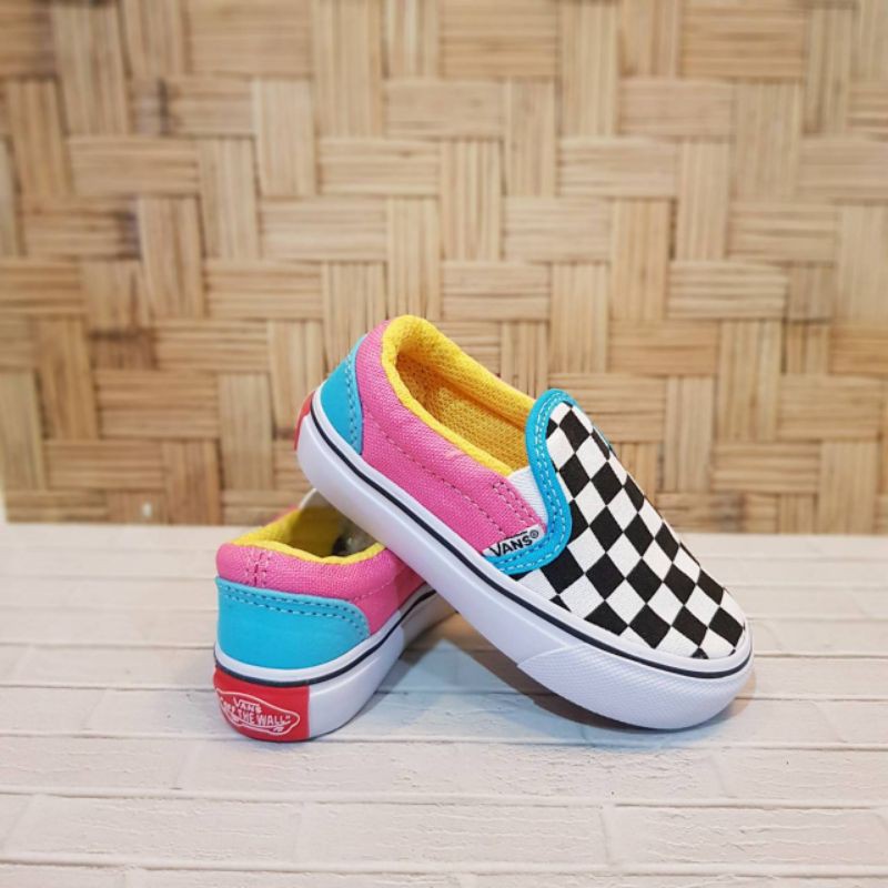 Sepatu Anak Vans Slip On Chekerboard Original Size 16 - 35 pink