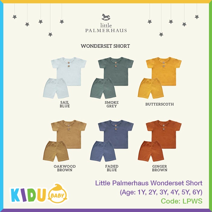 Little Palmerhaus Wonderset Short Baju Bayi Baju Anak Lengan Pendek Celana Pendek Kidu Baby