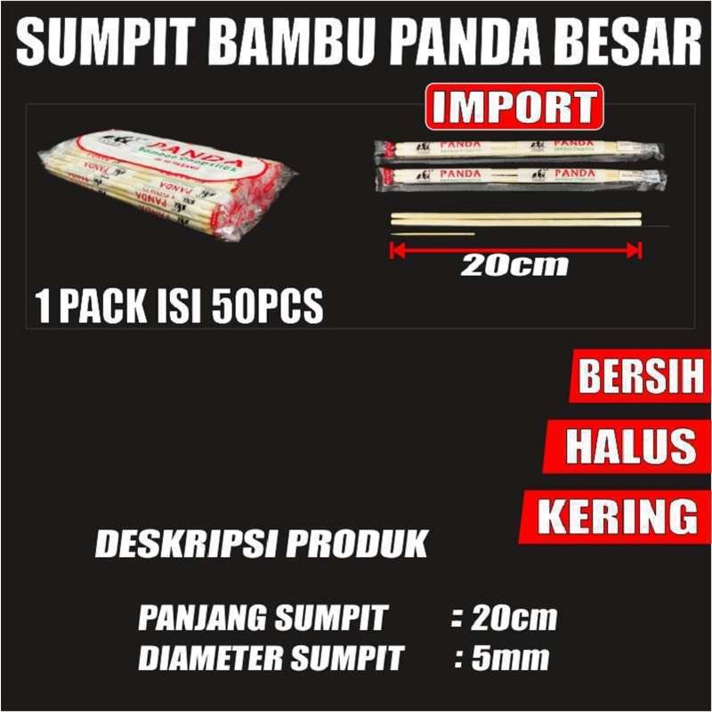 Sumpit Bambu Import Panda + Tusuk Sate / Gigi Bambu Panda Pack SBY