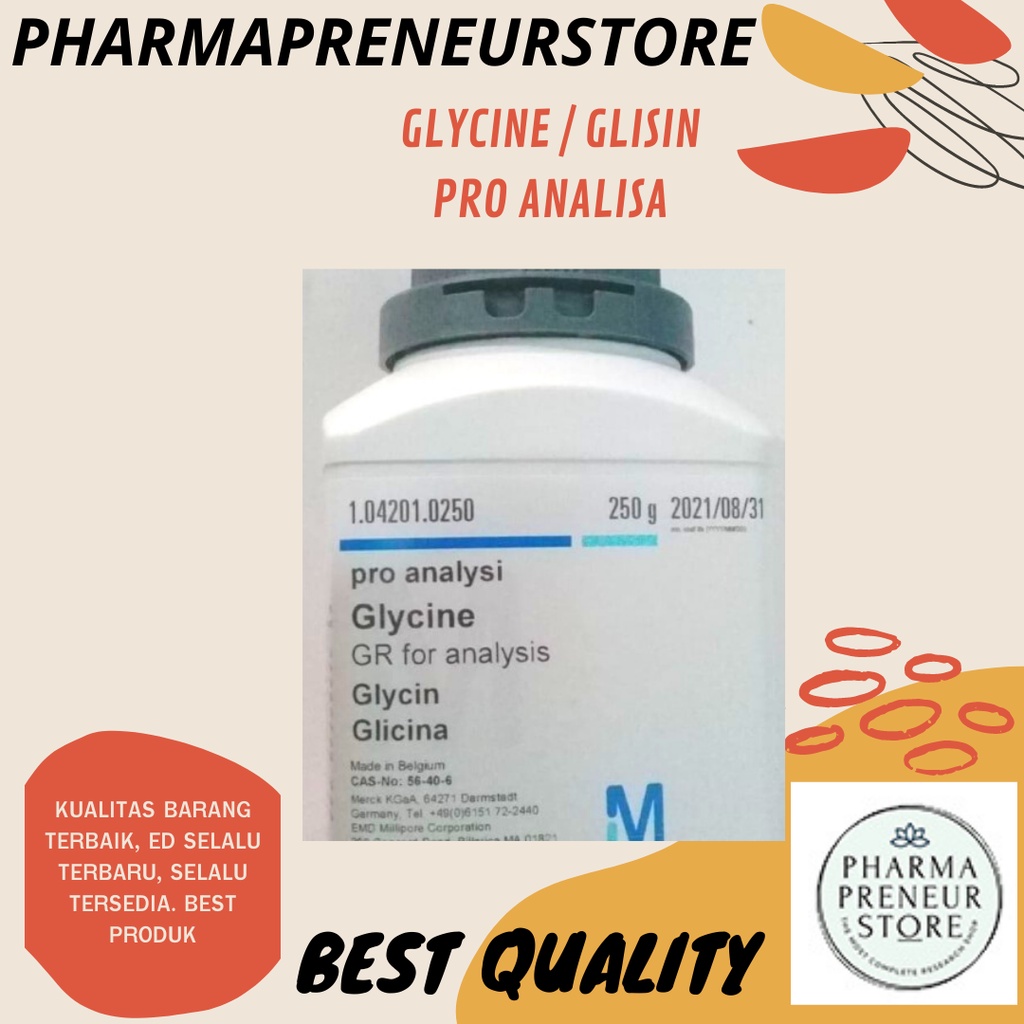 GLYCINE / GLYCIN / GLICIN / GLISIN PRO ANALISA 5 GRAM DAN 10 GRAM KEMASAN MERCK BEST QUALITY