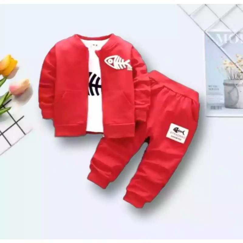 Jaket anak laki laki Setelan anak laki laki Baju anak 3 in 1 Baju setelan anak 5-6 tahun