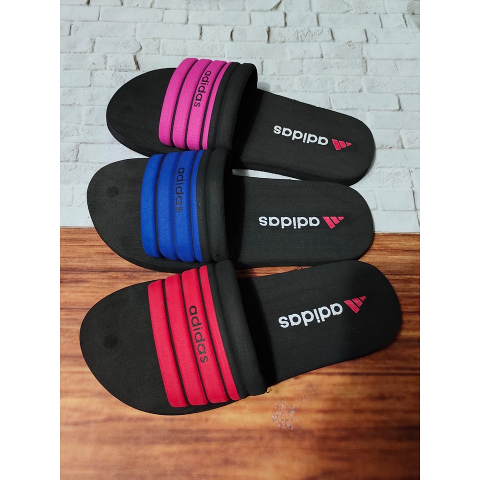 Sandal Flat Kokop Spon Garis Wanita