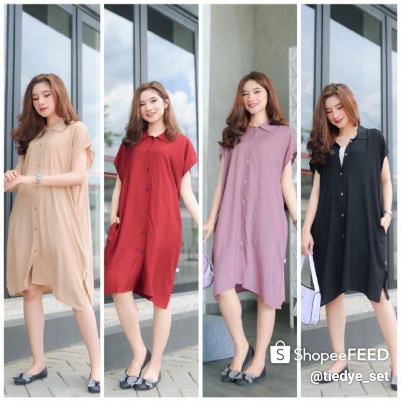 Daster Kancing Depan Full Rayon Polos Busui Viral|lula home Dress