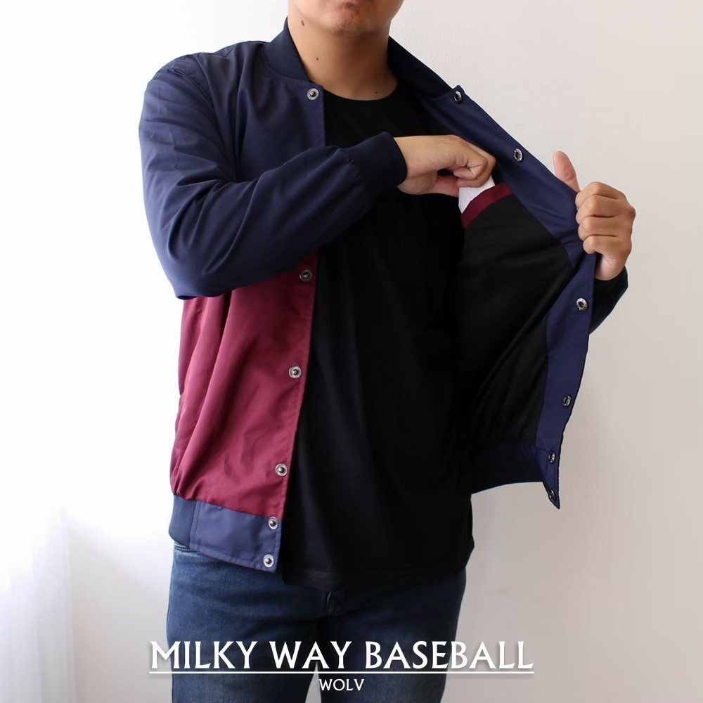 JAKET PRIA BASEBALL MILKY M-XL PRIA DRILL