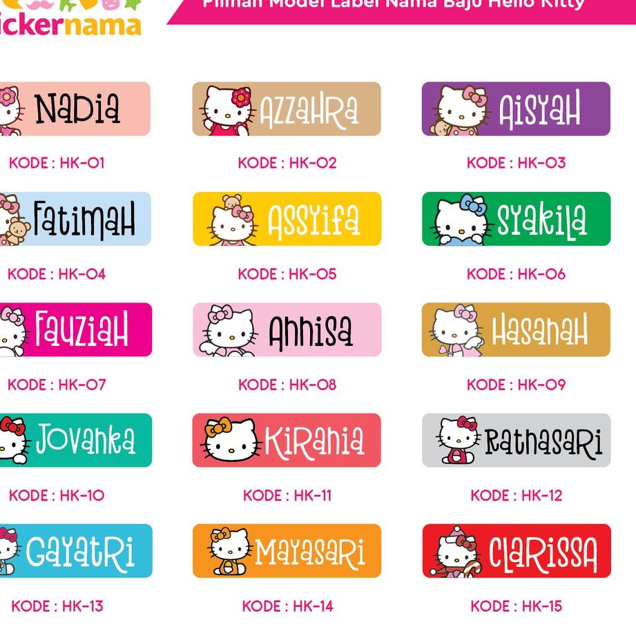 

[KODE PRODUK HEHJY8586] Label Nama Baju, Label Nama Kain, Label Setrika, Iron-On Label Gambar Hello Kitty