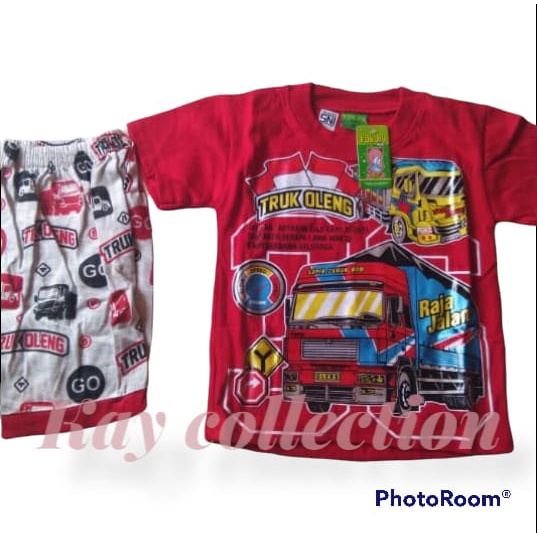 KAOS ANAK SETELAN BUS TOLELET/ TRUK OLENG/MIXUE ANAK LAKI LAKI LENGAN PENDEK KATUN TEBAL