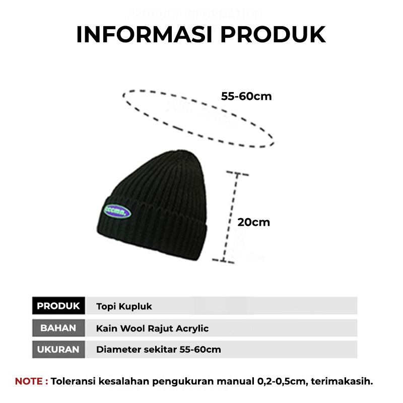 Kupluk Pria Wanita Beanie Hat Distro Korea Wol Rajut Acrylic Bahan Tebal kualitas terbaik HTS