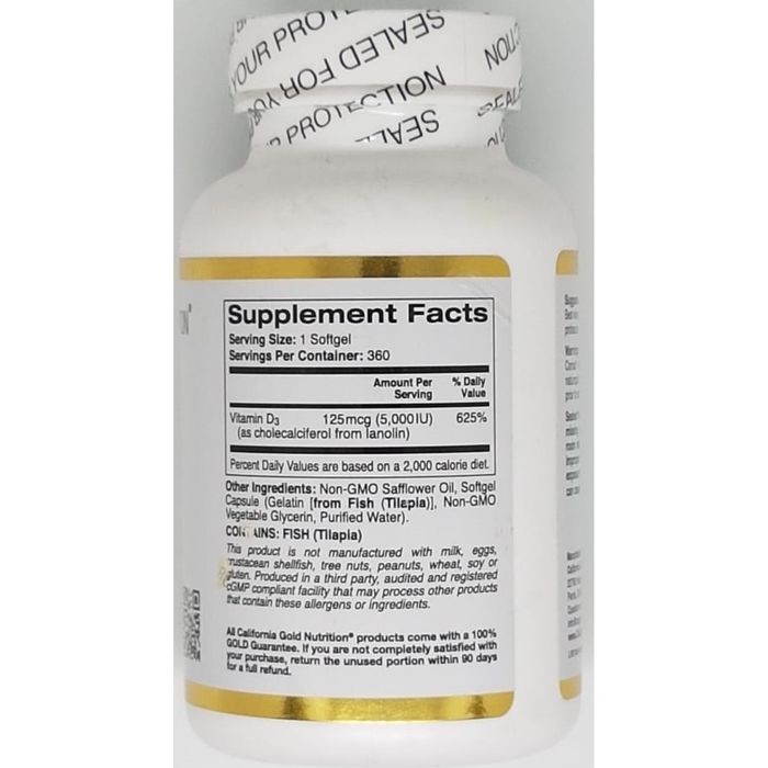 California Gold Nutrition Vit D3 5000 IU (360 FishG) CGN Vit D3 5000