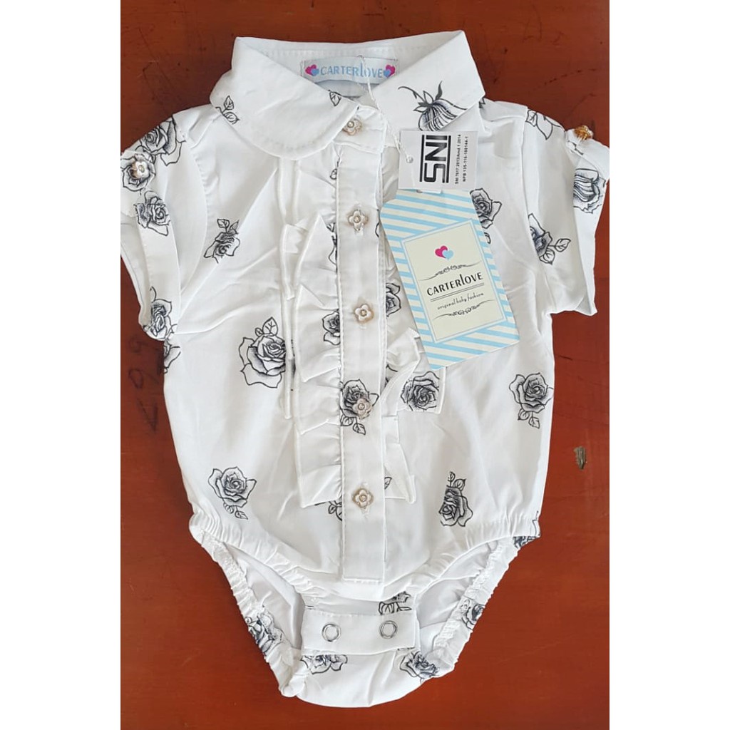 Kemeja Jumper Carter Love Rose Ruffle 3W/ Baju Bayi Perempuan