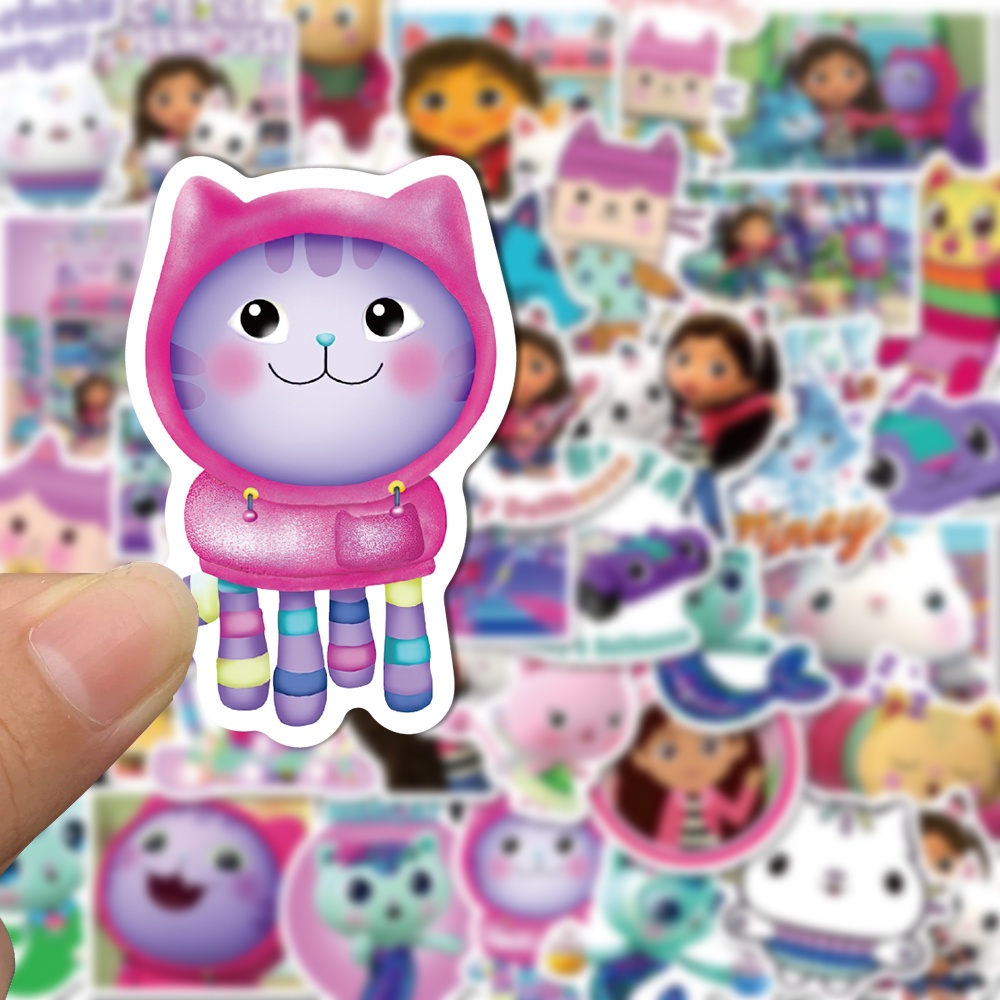 50pcs Stiker Motif Kartun Gabby 's Untuk Dekorasi Komputer / Gelas Air