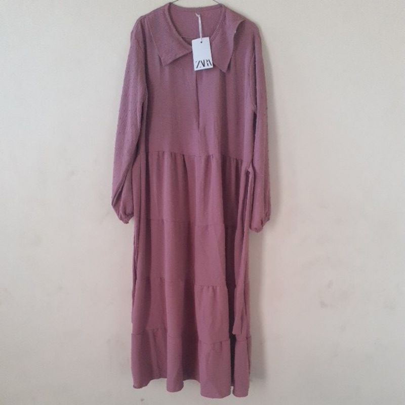 MIDI DRESS CRINGKEL SERAT KAYU MIDI CRINKLE RUBI LINEN BUSUI