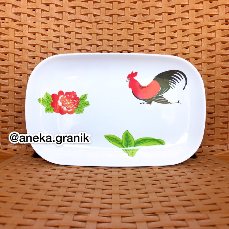 Piring Makan Segi Cekung | Baki Saji Melamine Vanda Maspion 9.5 inch | Ayam Jago | P440-9.5