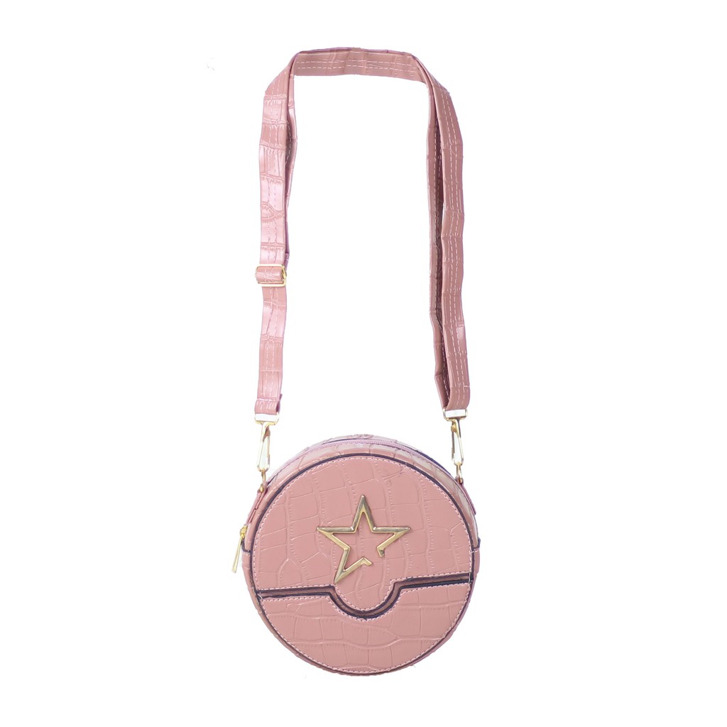 Tas Selempang Wanita Fashionable Bag Round Starvia Warna Guava Nyaman Berkualitas Sling Bag Cantik