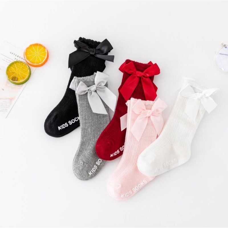 Kaos kaki panjang tinggi selutut pita bayi perempuan baby girl socks