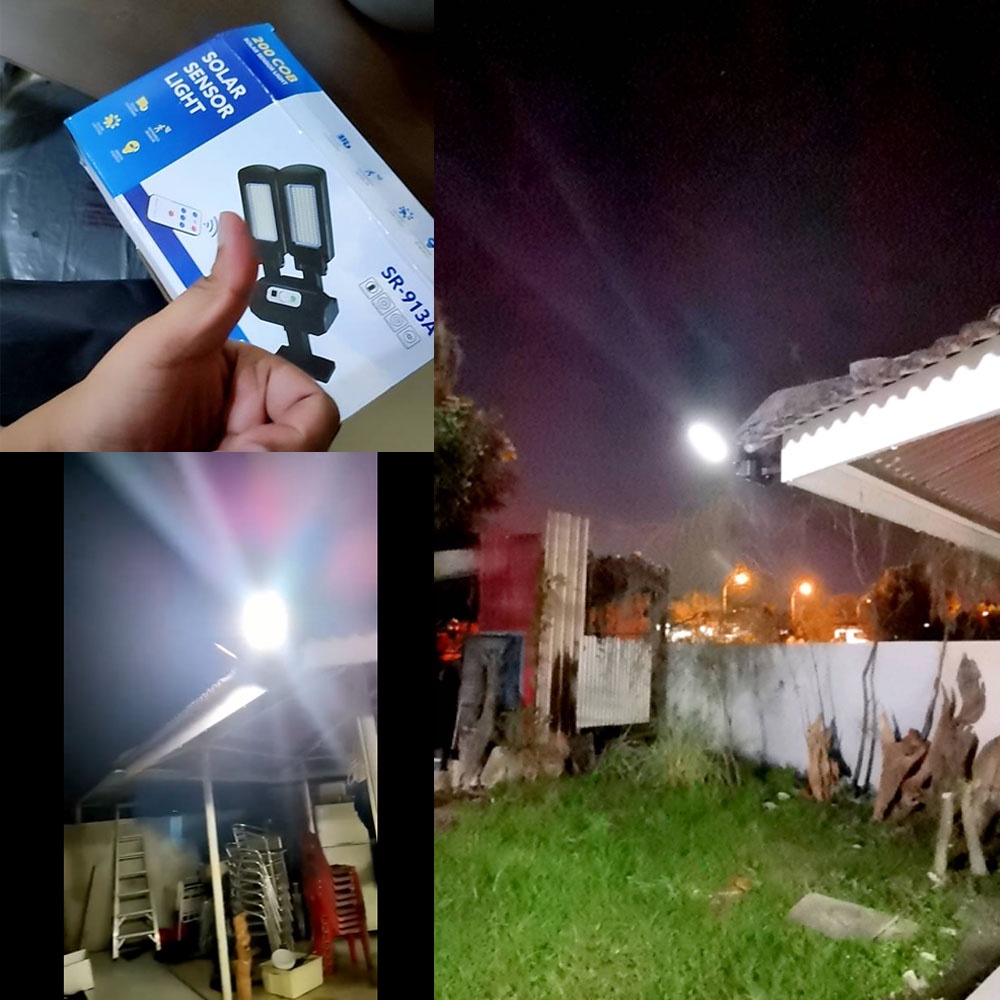 ANBOLT 600W Lampu Jalan Tenaga Surya 3 Mode Lampu Solar Tahan Air LED Lampu Surya Lampu Taman Remote Control dengan Sensor Gerak