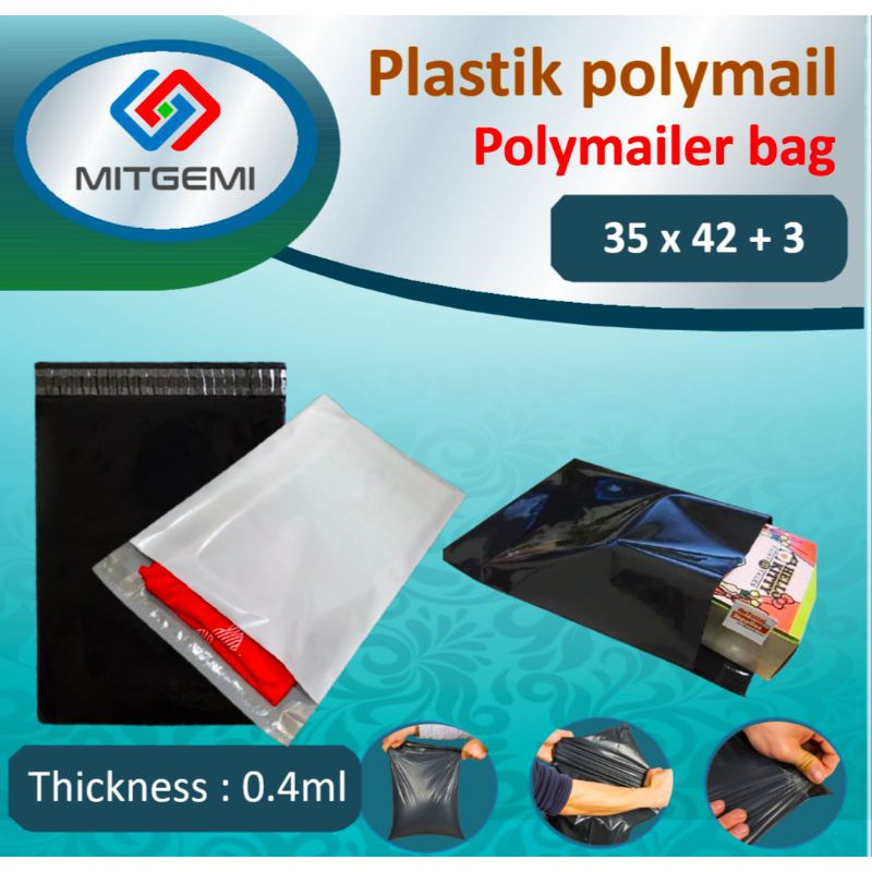 

plastik polymail - amplop polymailer - poly mailer bag uk 35 x 42 + 3 ( 100 lbr )