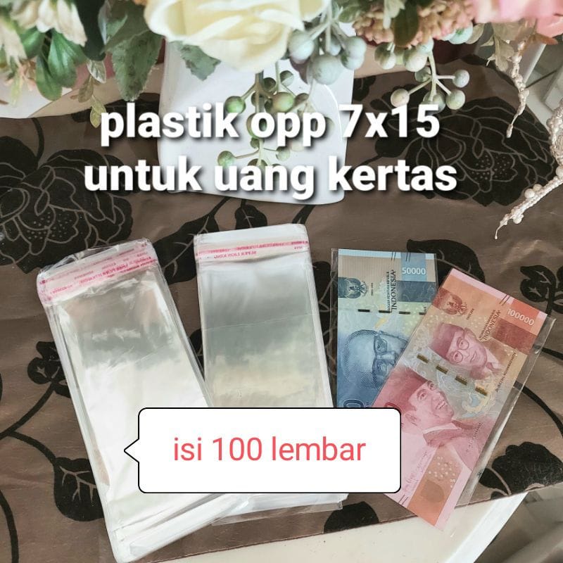 

Plastik opp lem size 15x7cm isi 100lbr bisa utk buket uang